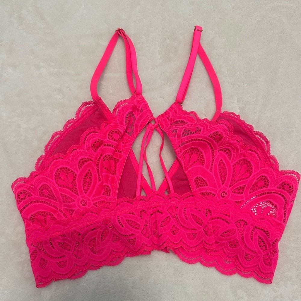Aerie Hot Pink Lace Bralette - Picture 2 of 3